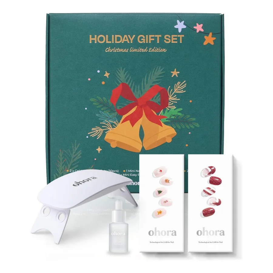 Ohora [2025 Christmas Set] N Jolly Jingles & N Santa Cane Semi-Cured Gel Manicure