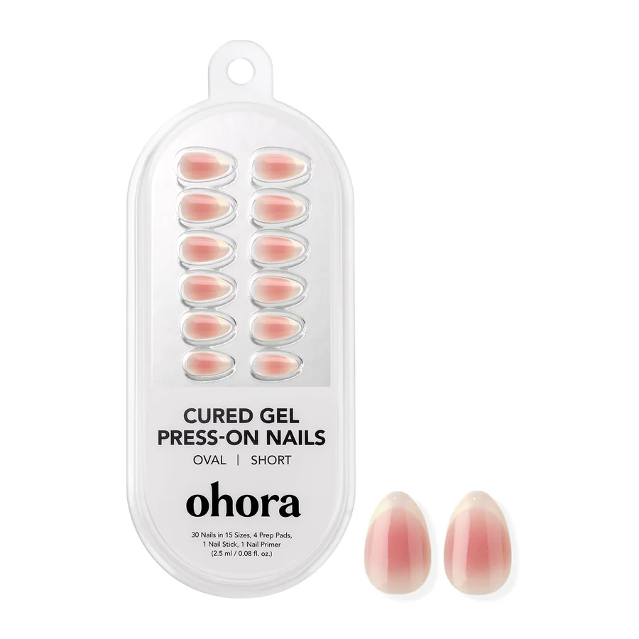 Ohora Blush French Gel Press-On Nails — Short Oval