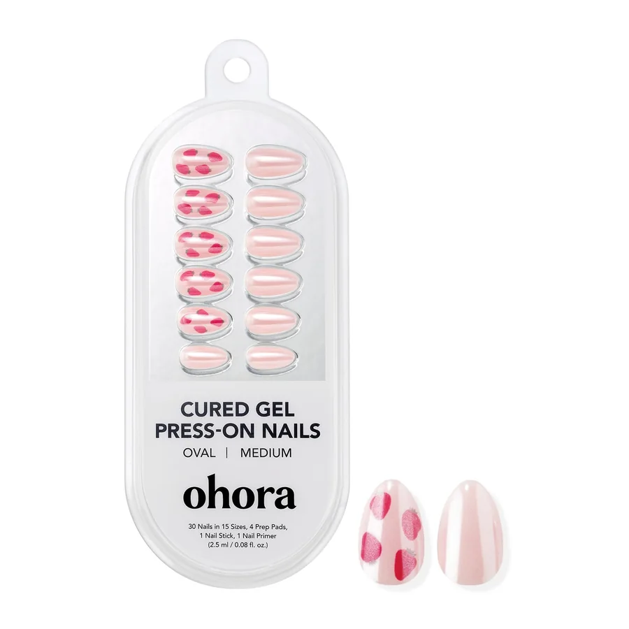 Ohora NP Glazed Strawberry Gel Press-On Nails — Medium Oval