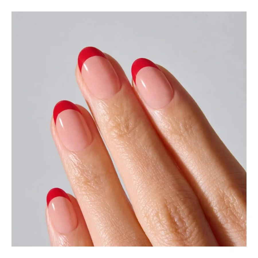 Ohora Scarlet French Gel Press-On Nails — Short Oval