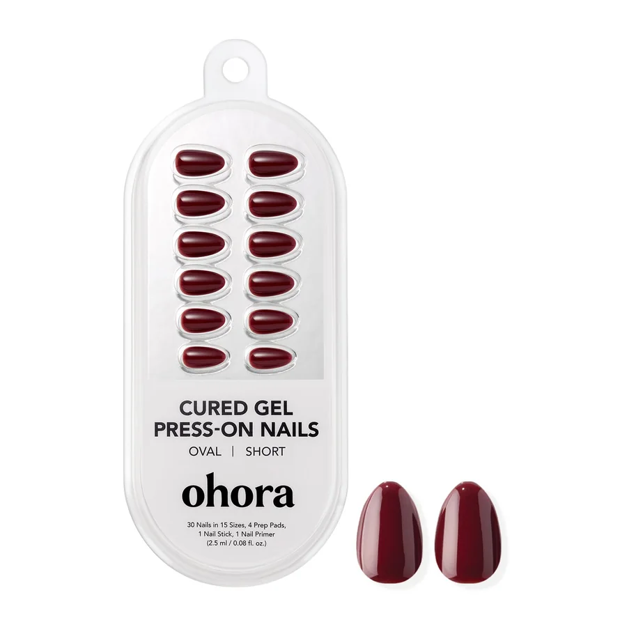 Ohora NP Allure Burgundy Gel Press-On Nails — Short Oval