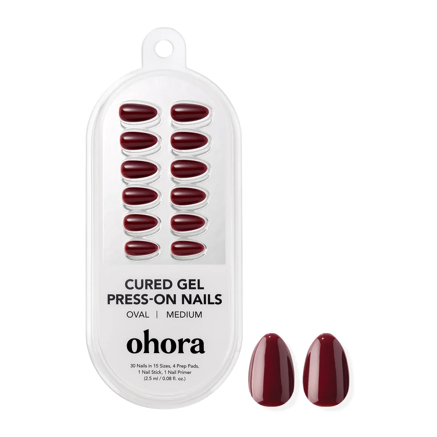 Ohora NP Allure Burgundy Gel Press-On Nails — Medium Oval