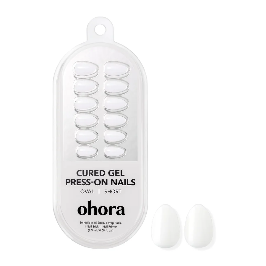 Ohora NP Pure White Gel Press-On Nails — Short Oval