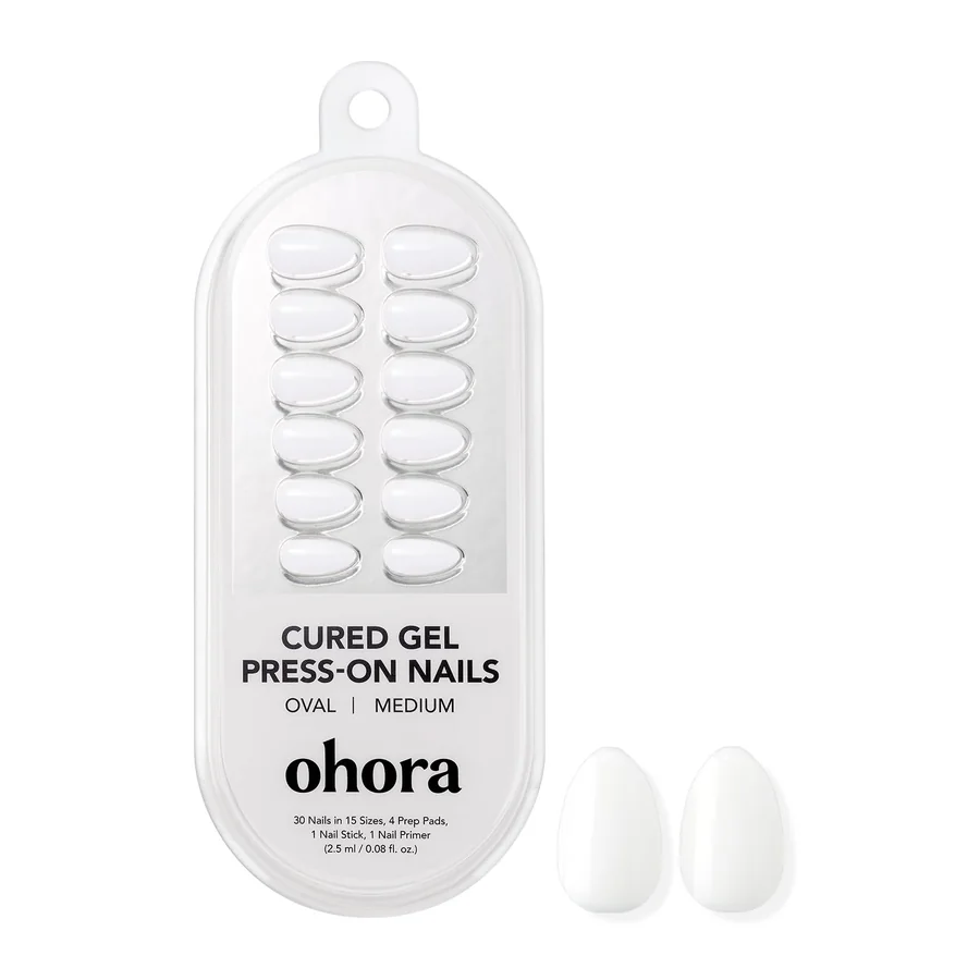 Ohora NP Pure White Gel Press-On Nails — Medium Oval
