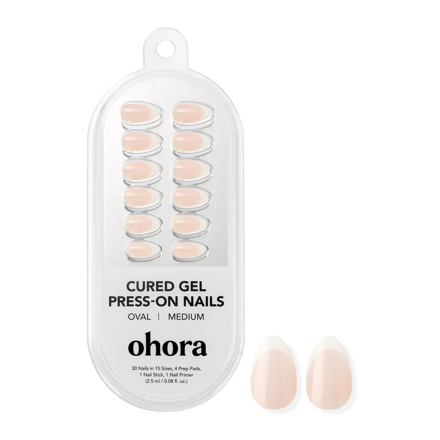 Ohora NP Pure French Gel Press-On Nails — Medium Oval