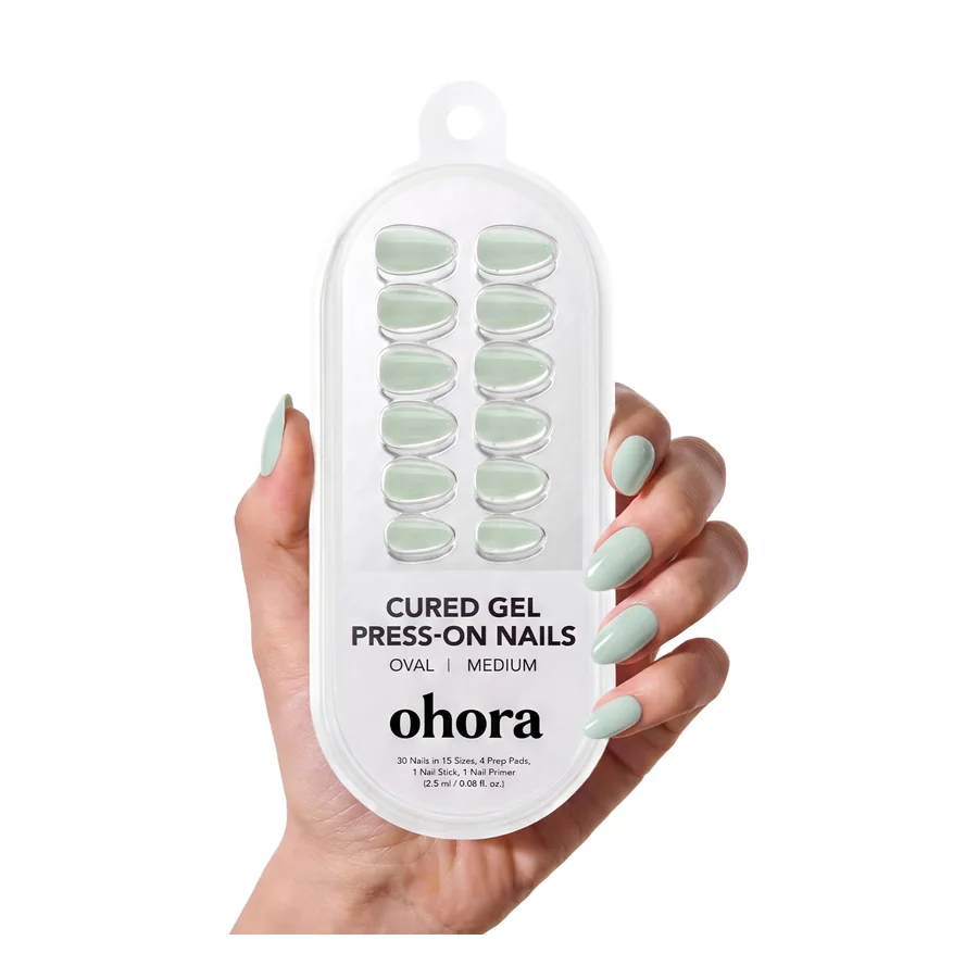 Ohora Sage Serenity Gel Press-On Nails — Medium Oval